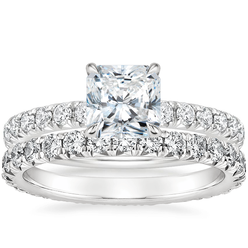 Platinum Petite Olympia Diamond Ring with Sienna Eternity Diamond Ring (7/8 ct. tw.)