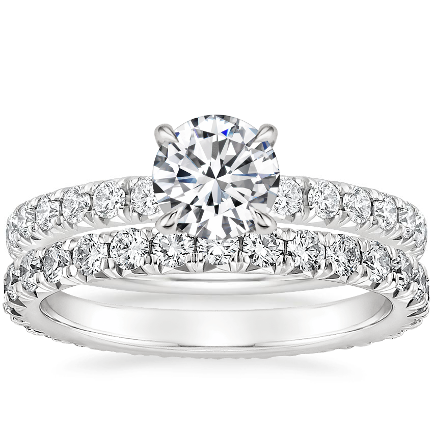 18K White Gold Petite Olympia Diamond Ring with Sienna Eternity Diamond Ring (7/8 ct. tw.)