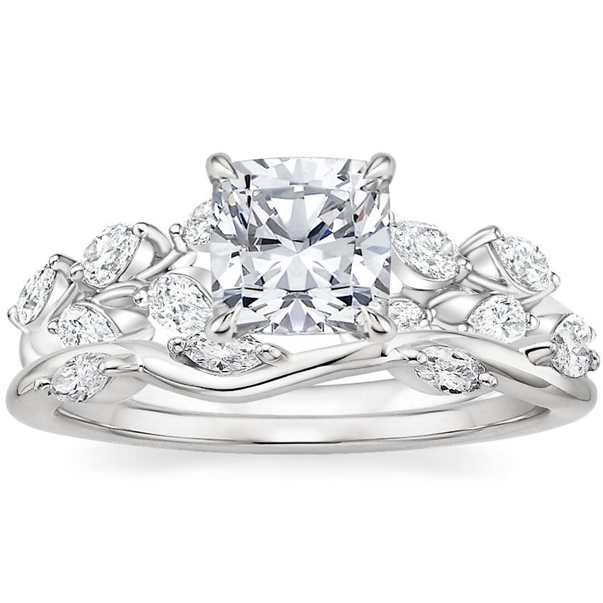 Platinum Amaranta Diamond Ring (1/2 ct. tw.) with Winding Willow Diamond Ring