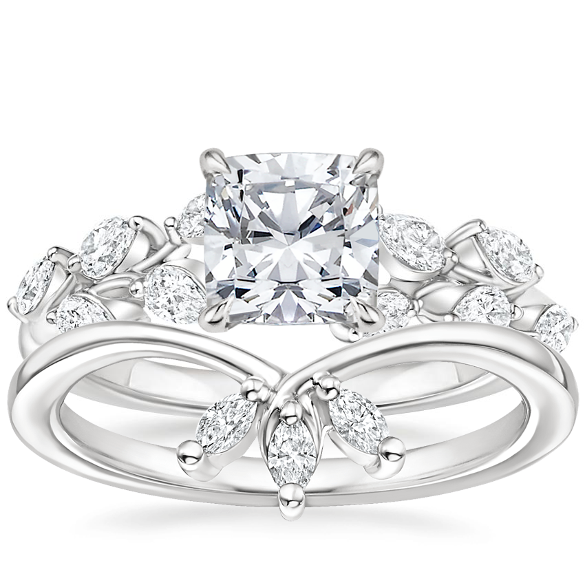 Platinum Amaranta Diamond Ring (1/2 ct. tw.) with Abelia Diamond Ring