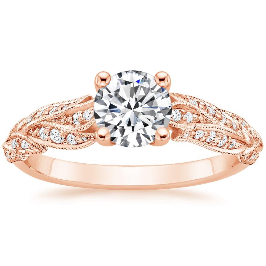 14K Rose Gold Plume Diamond Ring