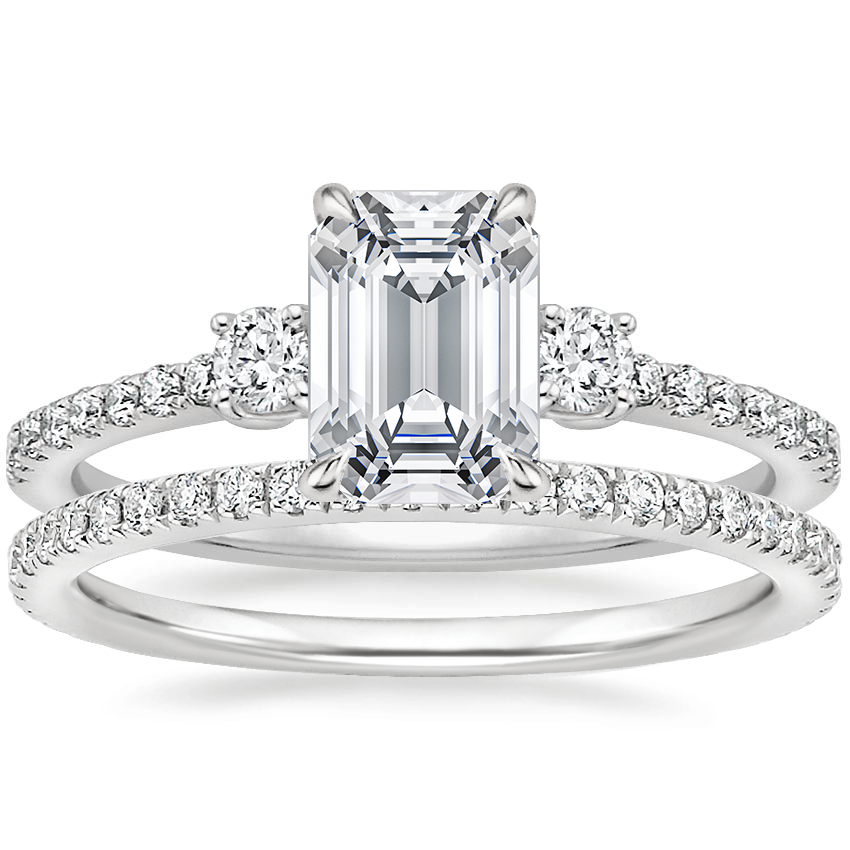 18K White Gold Lyra Diamond Ring (1/4 ct. tw.) with Luxe Ballad Diamond Ring (1/4 ct. tw.)