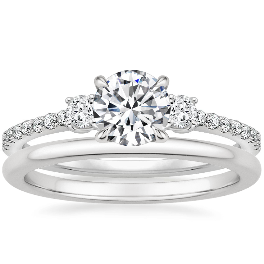Platinum Lyra Diamond Ring (1/4 ct. tw.) with Petite Comfort Fit Wedding Ring