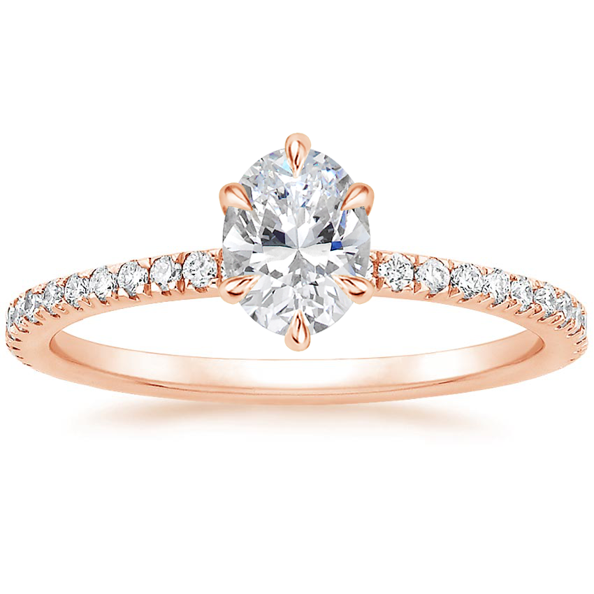 14K Rose Gold Viviana Three-Quarter Coverage Six-Prong Diamond Ring (1/3 ct. tw.), large top view