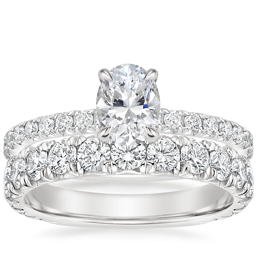 18K White Gold Luxe Amelie Diamond Ring with Luxe Ellora Diamond Ring (1 2/5 ct. tw.)