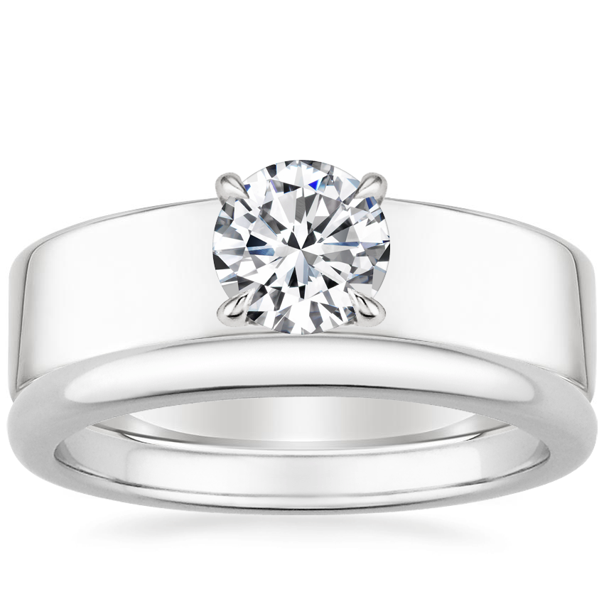 Platinum Alden Diamond Ring with 2mm Comfort Fit Wedding Ring