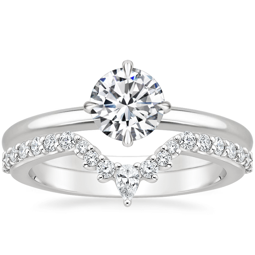 18K White Gold North Star Ring with Luxe Lunette Diamond Ring (1/3 ct. tw.)