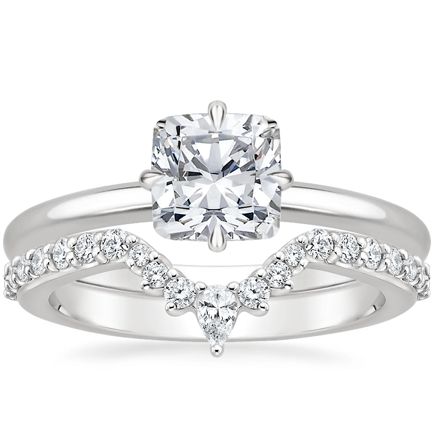 Platinum North Star Ring with Luxe Lunette Diamond Ring (1/3 ct. tw.)