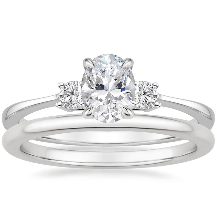 Platinum Selene Diamond Ring (1/10 ct. tw.) with Petite Comfort Fit Wedding Ring