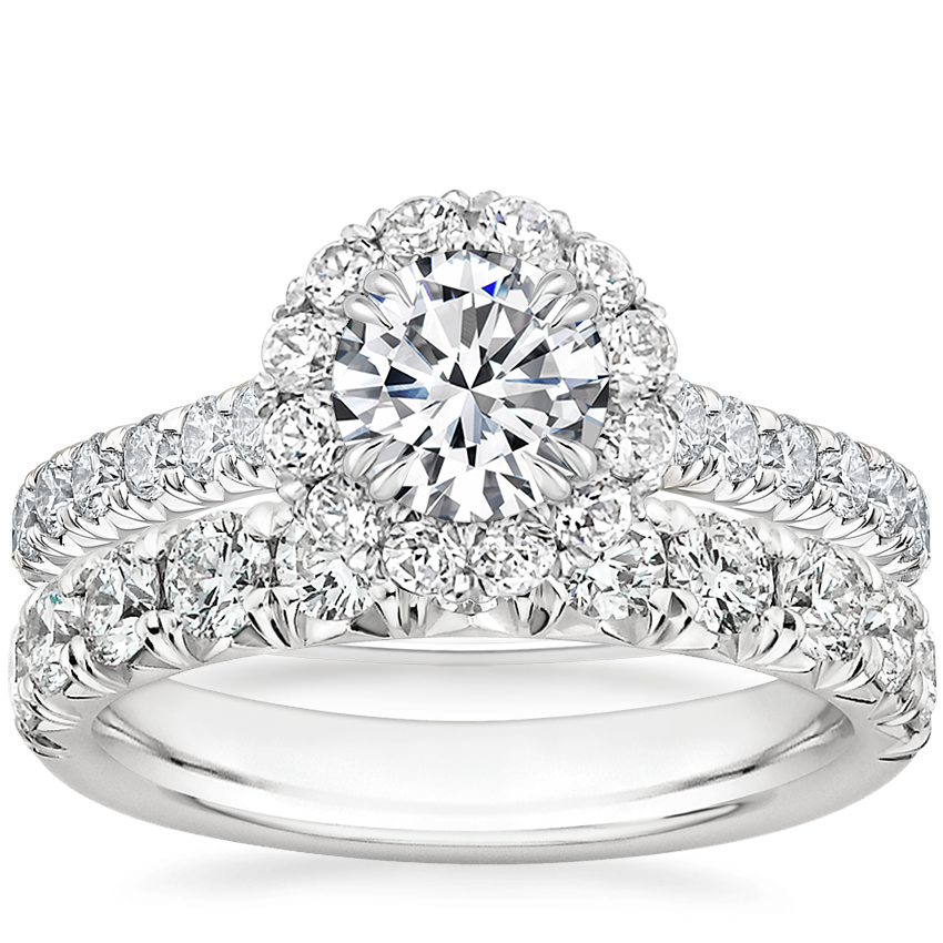 Platinum Sienna Halo Diamond Ring with Ellora Diamond Ring (7/8 ct. tw.)
