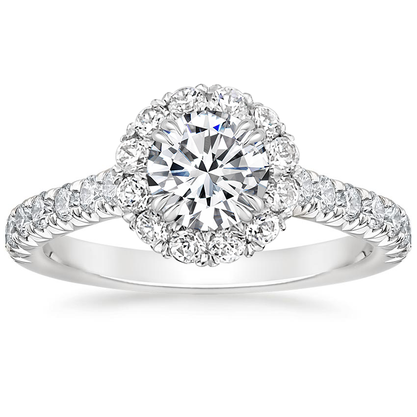 18K White Gold Sienna Halo Diamond Ring, large top view