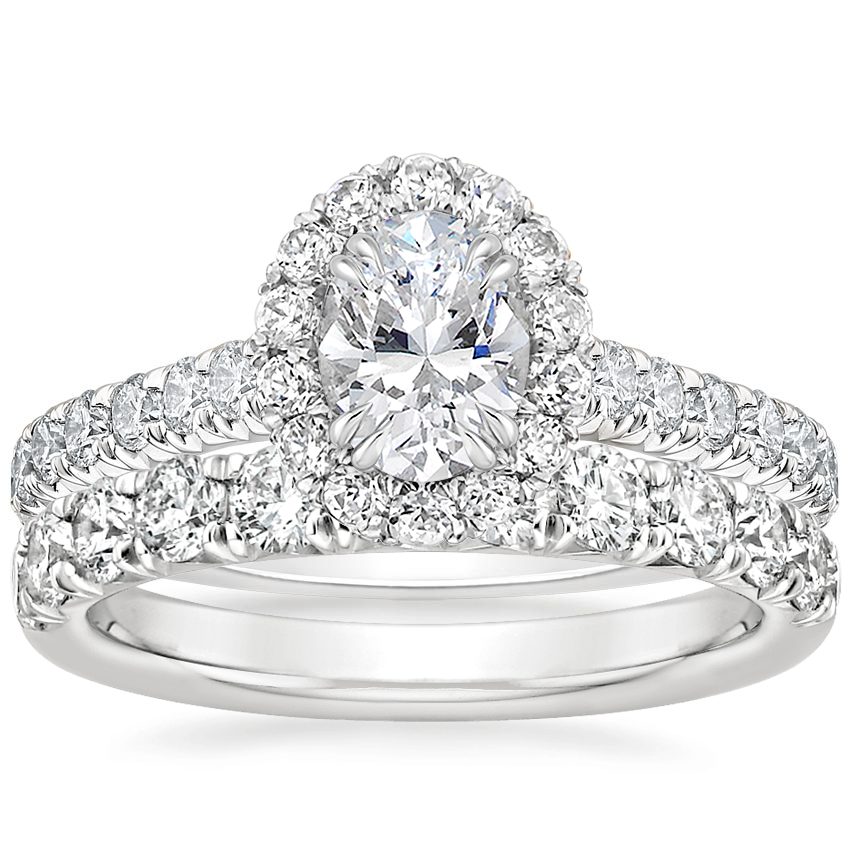 Platinum Sienna Halo Diamond Ring with Anthology Diamond Ring (2/3 ct. tw.)