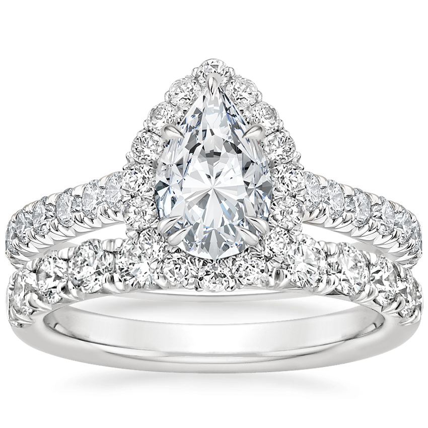 18K White Gold Sienna Halo Diamond Ring with Anthology Diamond Ring (2/3 ct. tw.)