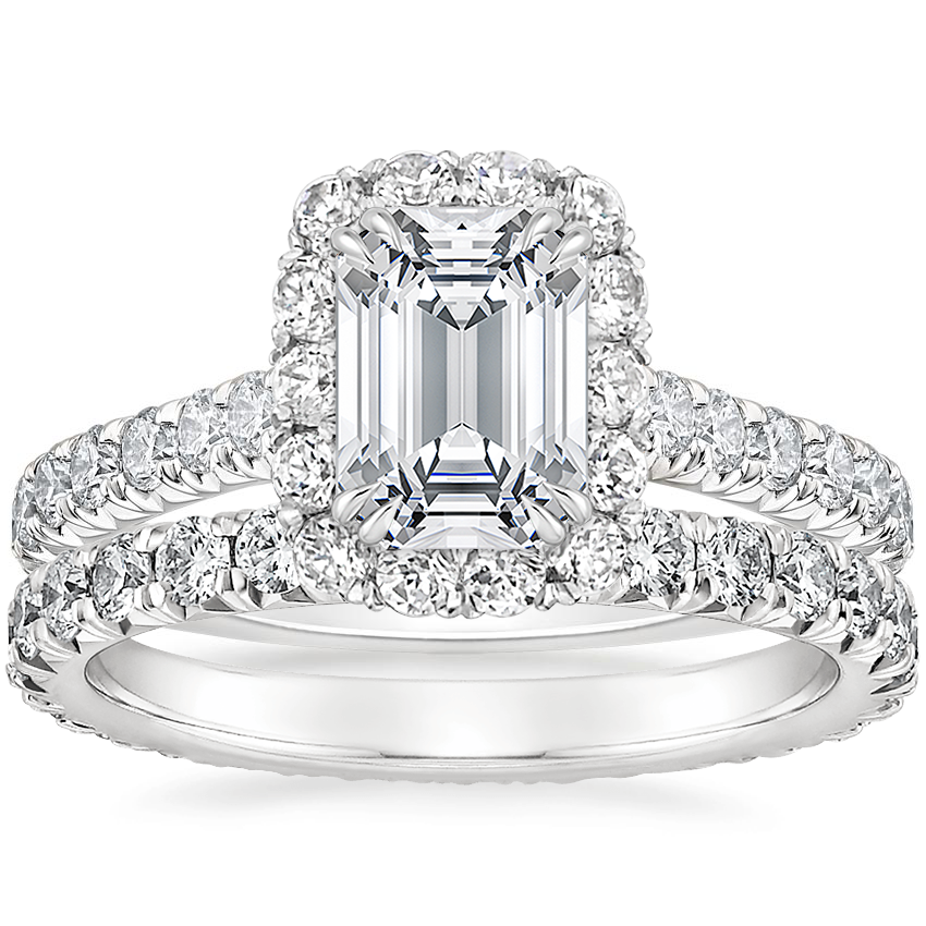 Platinum Sienna Halo Diamond Ring with Sienna Eternity Diamond Ring (7/8 ct. tw.)