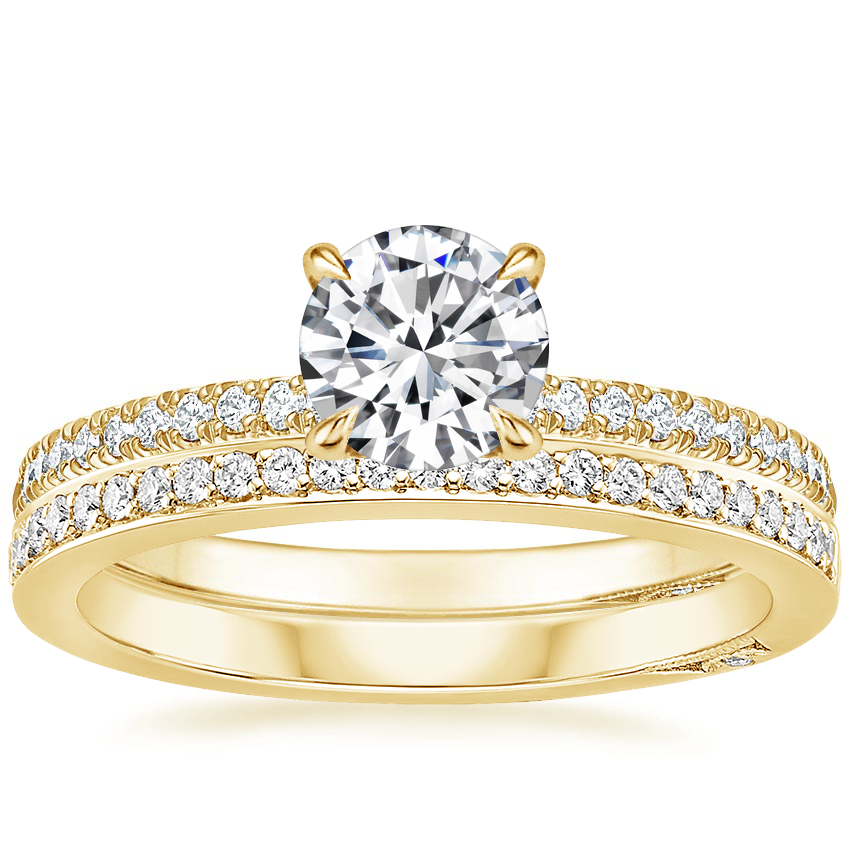 18K Yellow Gold Simply Tacori Luxe Drape Diamond Ring with Tacori Dantela Diamond Ring (1/8 ct. tw.)