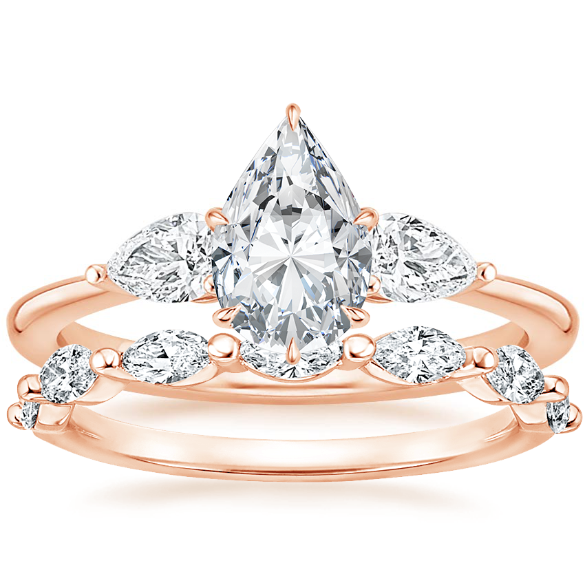 14K Rose Gold Adorned Opera Diamond Ring (1/2 ct. tw.) with Joelle Diamond Ring