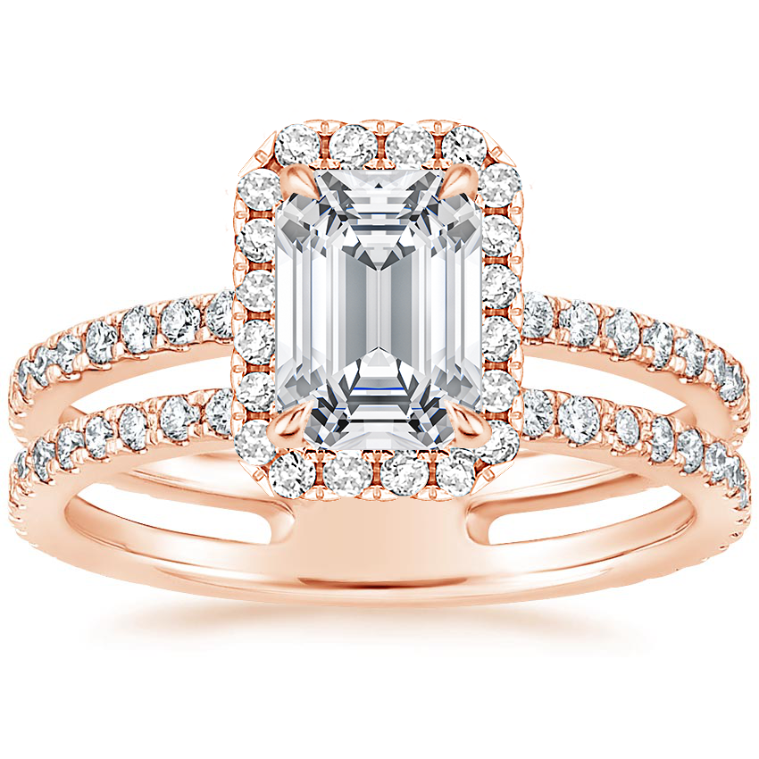 Emerald 14K Rose Gold Linnia Halo Diamond Ring (2/3 ct. tw.)