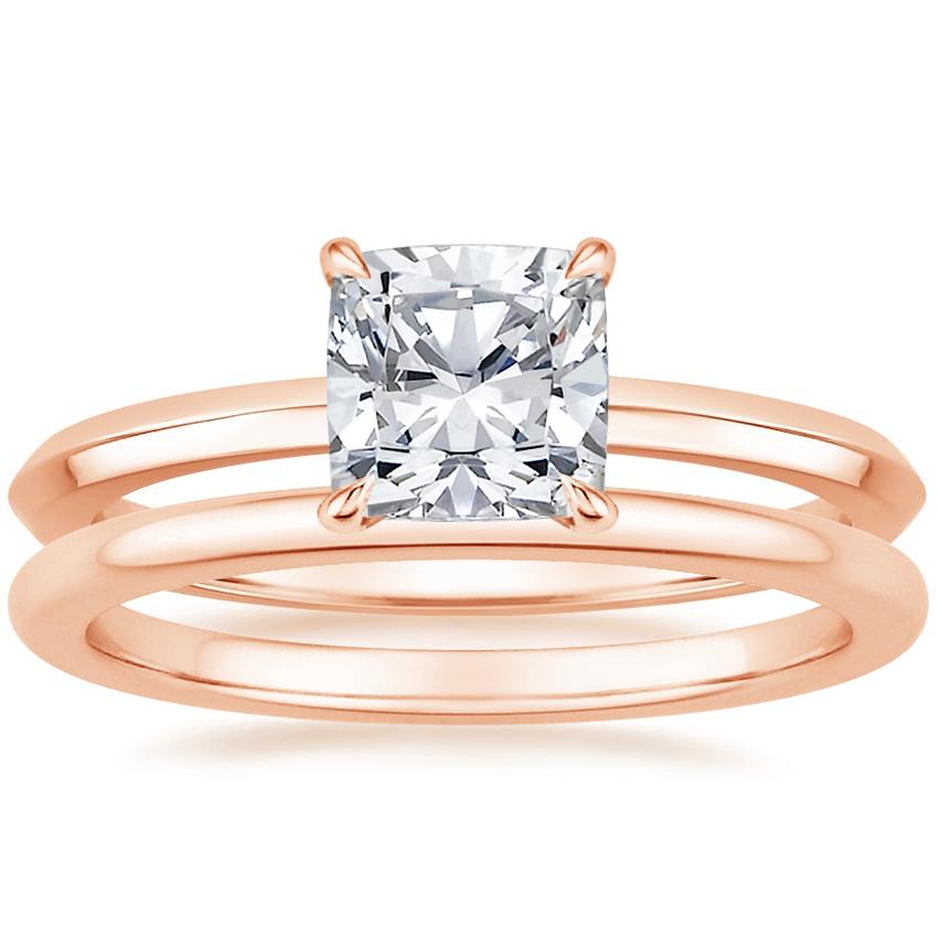 14K Rose Gold Hazel Ring with Petite Comfort Fit Wedding Ring