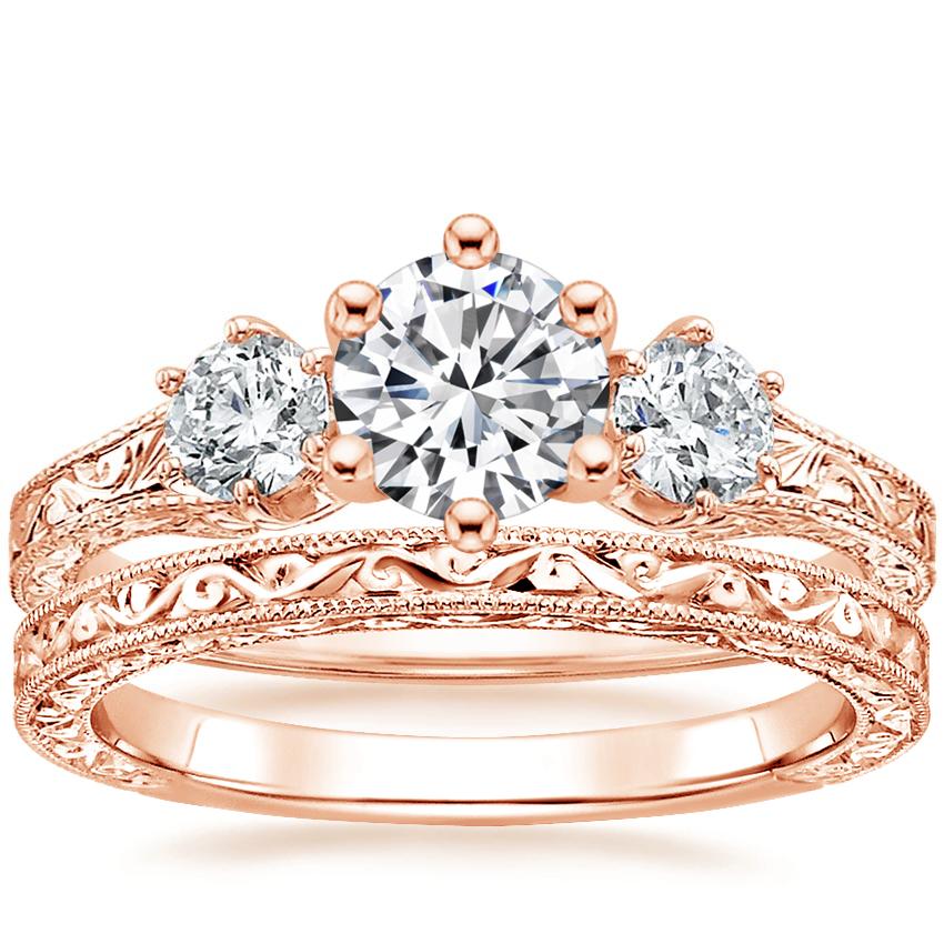 14K Rose Gold Three Stone Hudson Diamond Ring (1/3 ct. tw.) with Hudson Ring