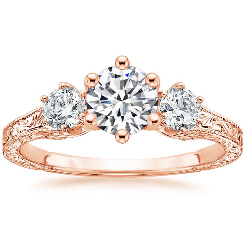 14K Rose Gold Three Stone Hudson Diamond Ring (1/3 ct. tw.), large top view