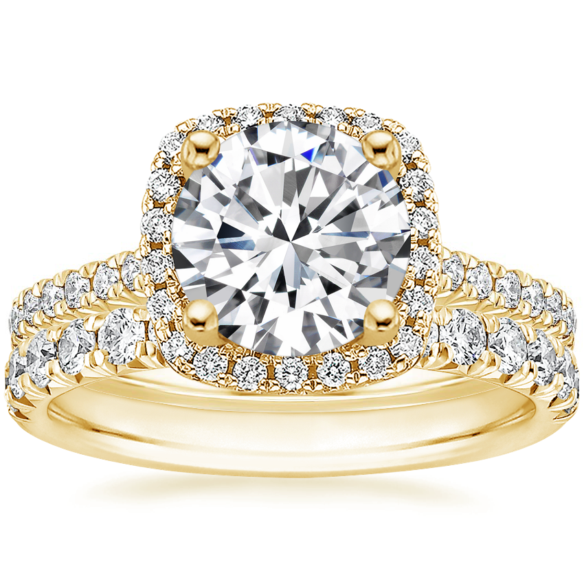 18K Yellow Gold Adorned Odessa Diamond Ring (1/3 ct. tw.) with Sienna Diamond Ring (1/2 ct. tw.)