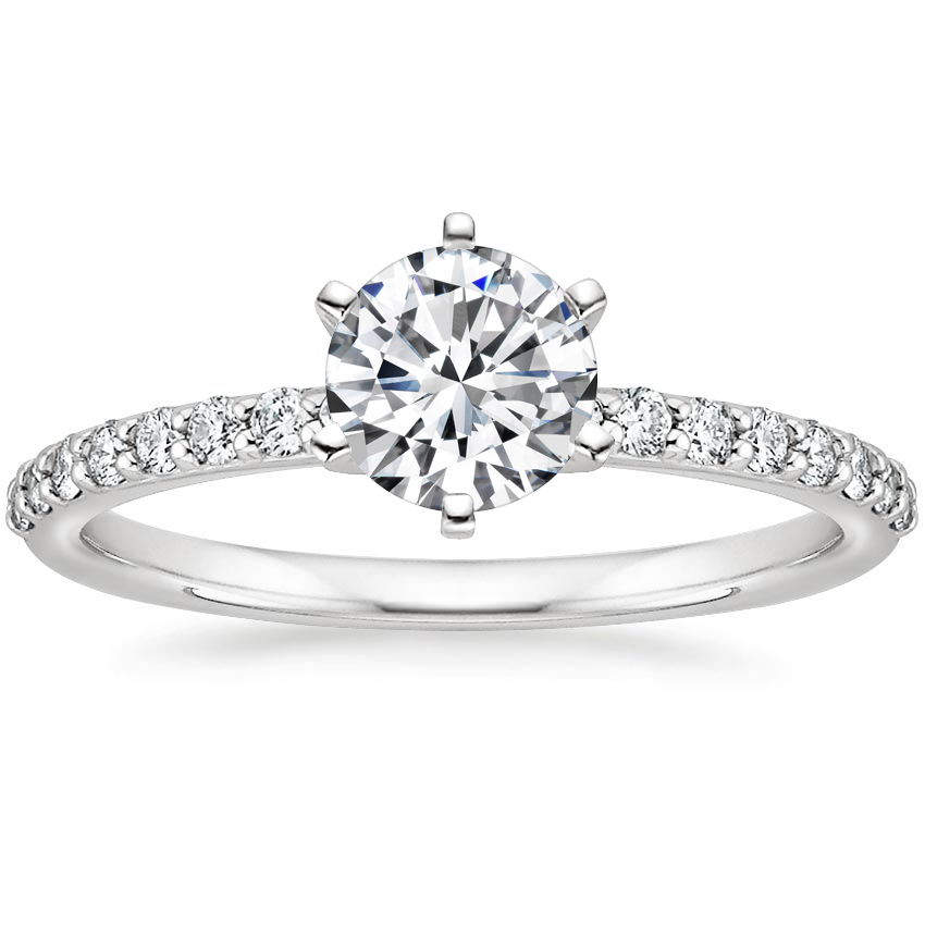 18K White Gold Six Prong Petite Shared Prong Diamond Ring (1/5 ct. tw.), large top view