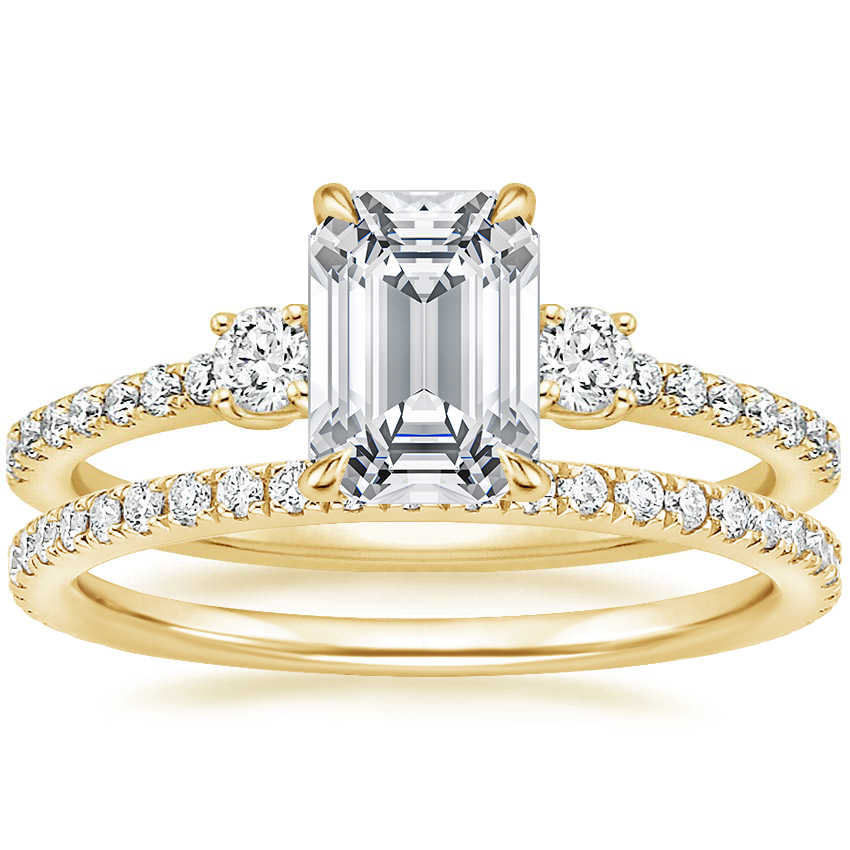 18K Yellow Gold Lyra Diamond Ring (1/4 ct. tw.) with Luxe Ballad Diamond Ring (1/4 ct. tw.)