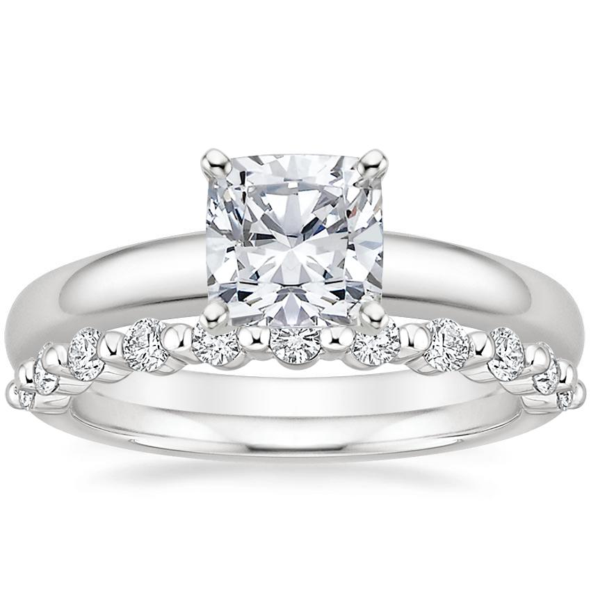 Platinum 3mm Comfort Fit Ring with Marseille Diamond Ring (1/3 ct. tw.)