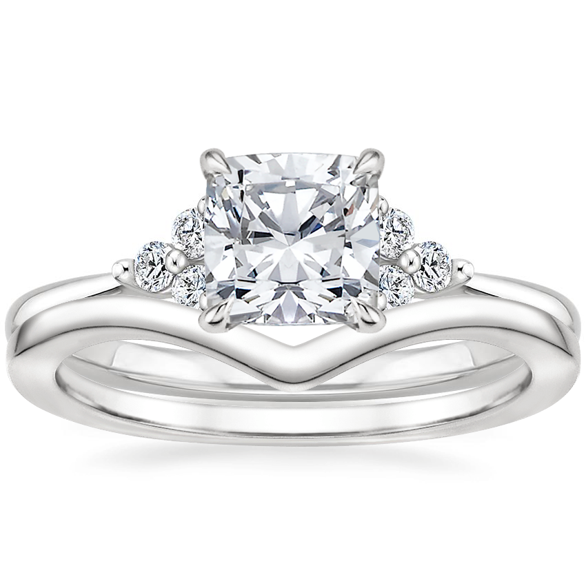 18K White Gold Melody Diamond Ring with Chevron Ring