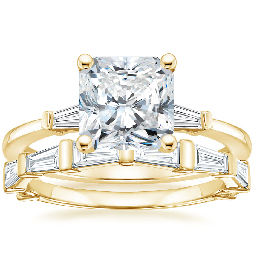 18K Yellow Gold Tapered Baguette Diamond Ring with Memoir Baguette Diamond Ring (3/4 ct. tw.)