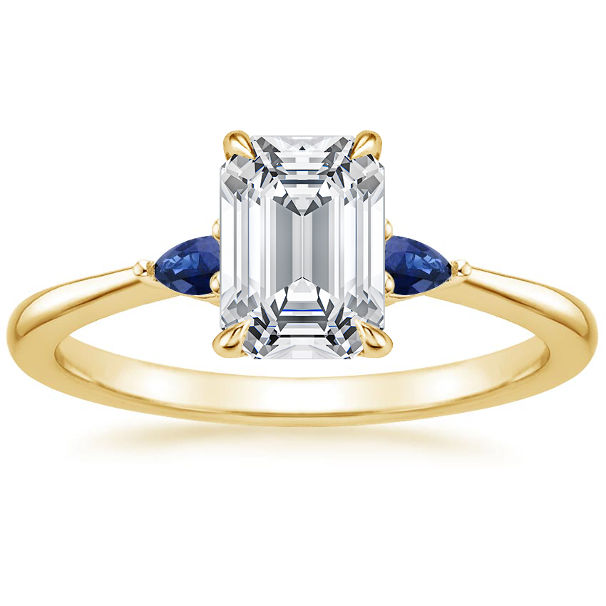 18K Yellow Gold Aria Ring with Sapphire Accents, large top view