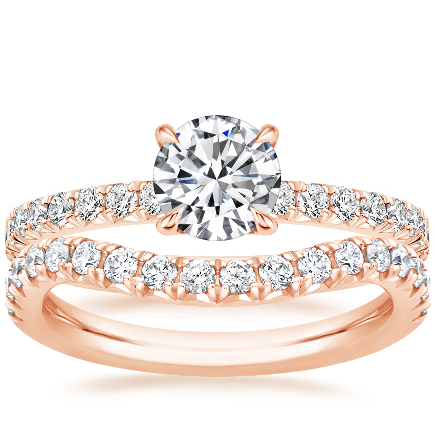 14K Rose Gold Amelie Diamond Ring with Curved Amelie Diamond Ring
