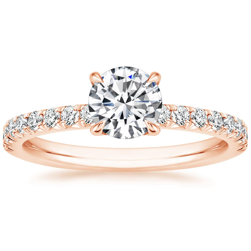 14K Rose Gold Amelie Half Coverage Diamond Ring, large top view