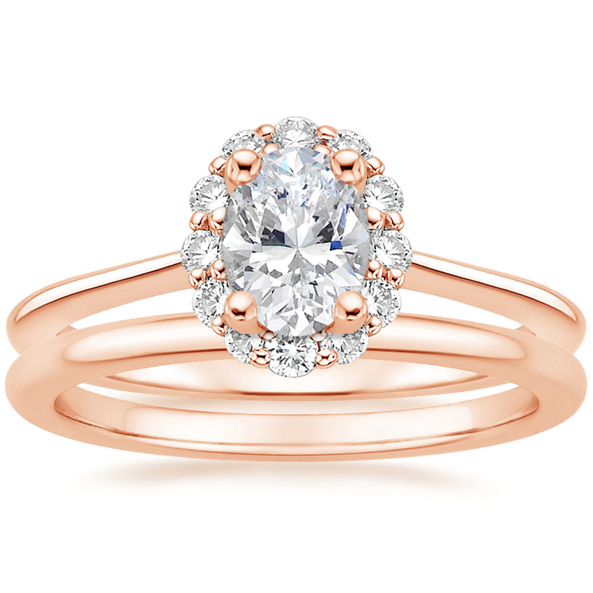 14K Rose Gold Calla Diamond Ring (1/3 ct. tw.) with Petite Comfort Fit Wedding Ring