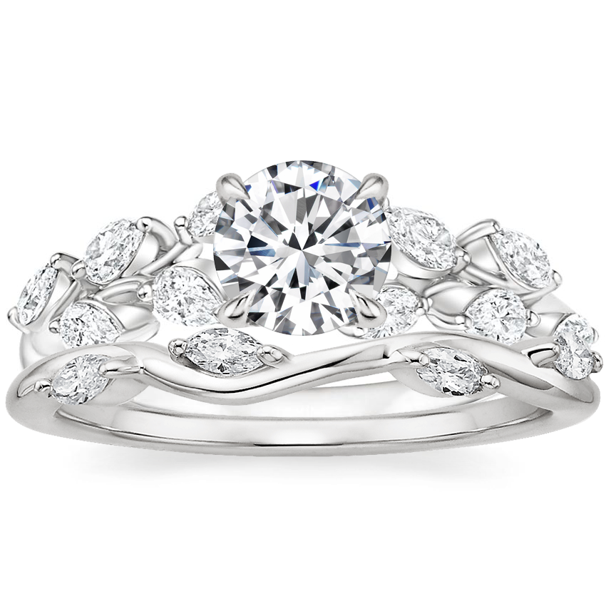 Platinum Amaranta Diamond Ring (1/2 ct. tw.) with Winding Willow Diamond Ring