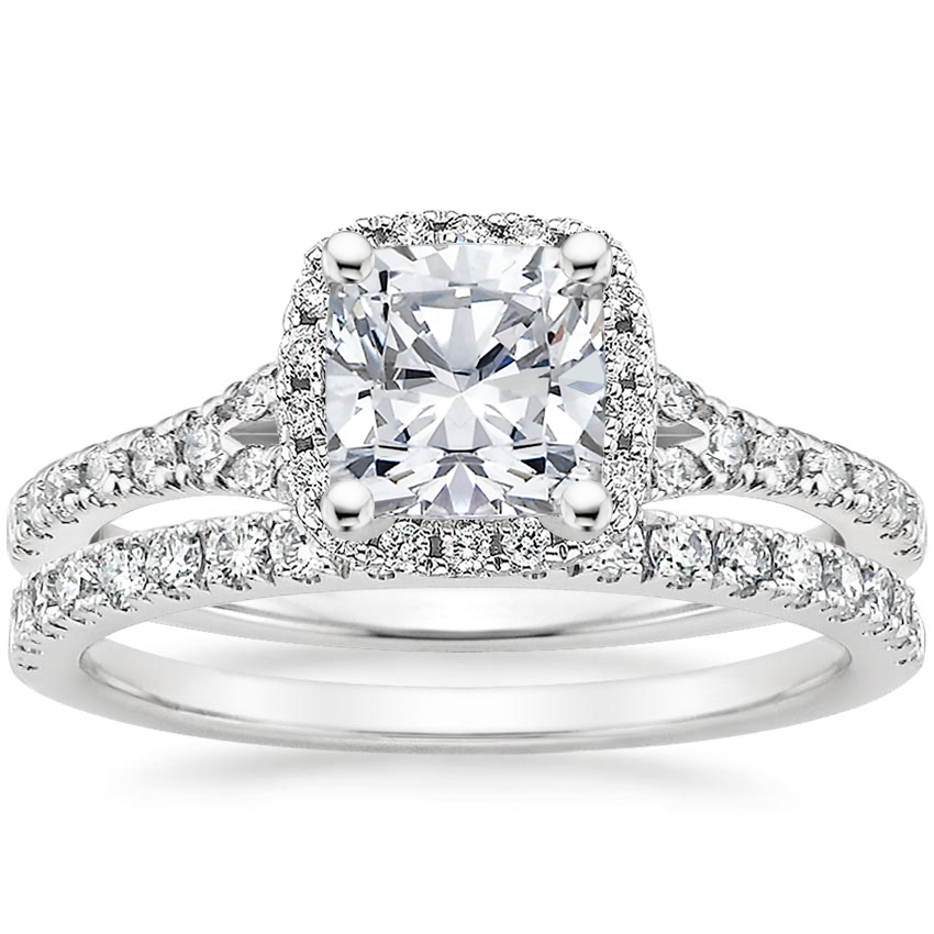 18K White Gold Joy Diamond Ring (1/3 ct. tw.) with Bliss Diamond Ring (1/5 ct. tw.)