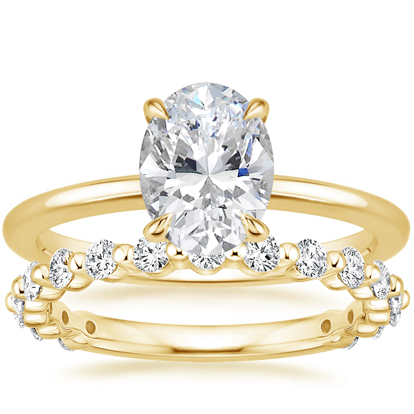 18K Yellow Gold Everly Diamond Ring with Luxe Marseille Diamond Ring (1/2 ct. tw.)
