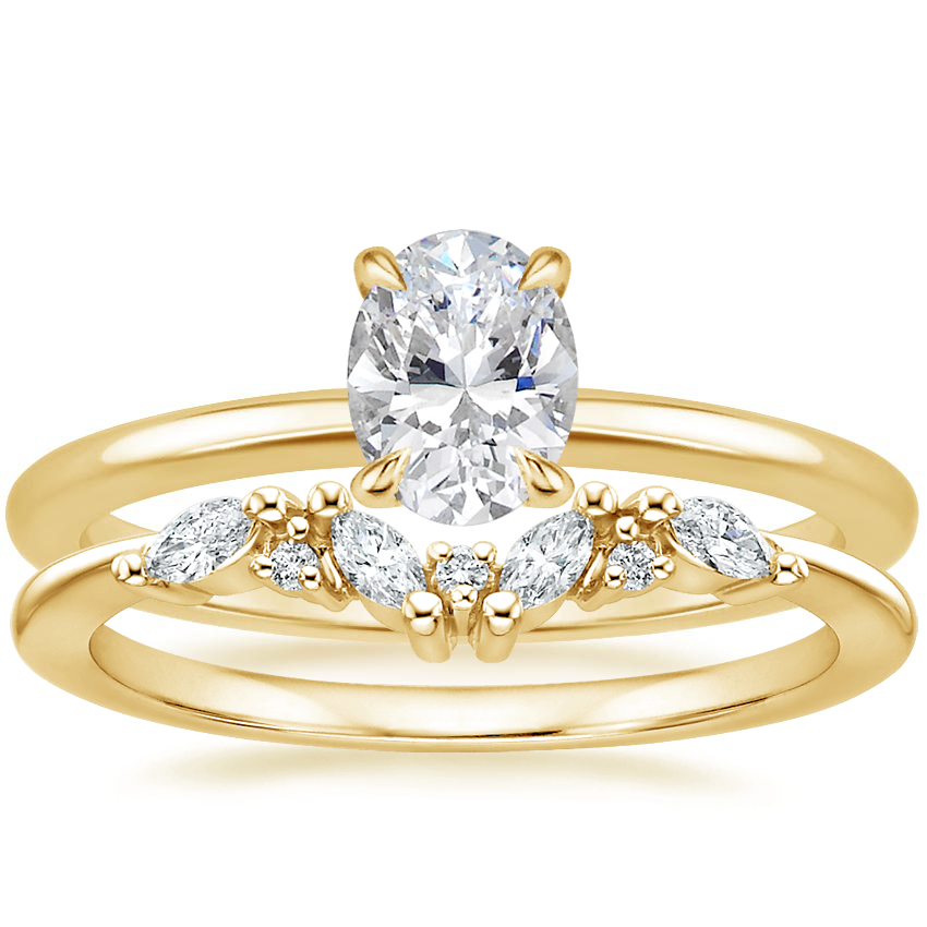 18K Yellow Gold Adorned Petite Elodie Diamond Ring with Yvette Diamond Ring