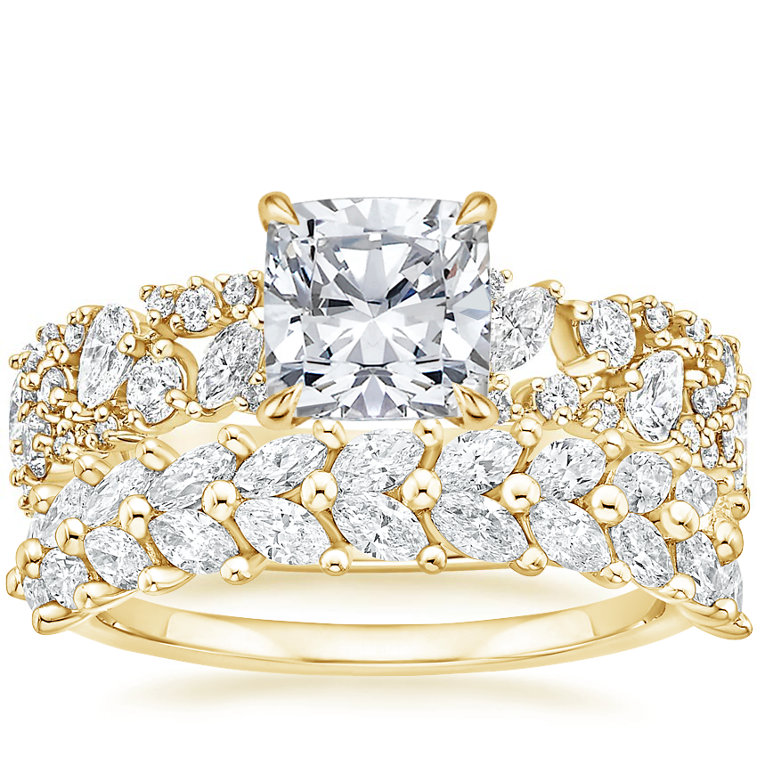 18K Yellow Gold Glacé Diamond Ring (3/4 ct. tw.) with Helia Diamond Ring (3/4 ct. tw.)
