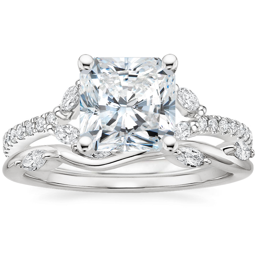18K White Gold Classic Willow Diamond Ring with Winding Willow Diamond Ring
