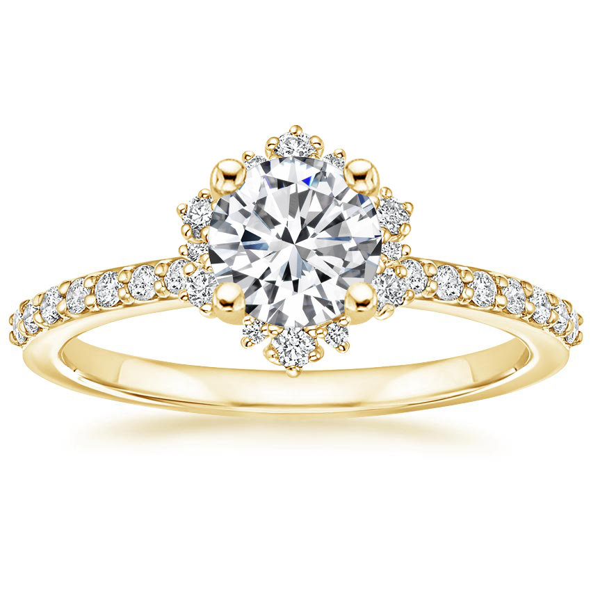 18K Yellow Gold Flor Diamond Ring, large top view