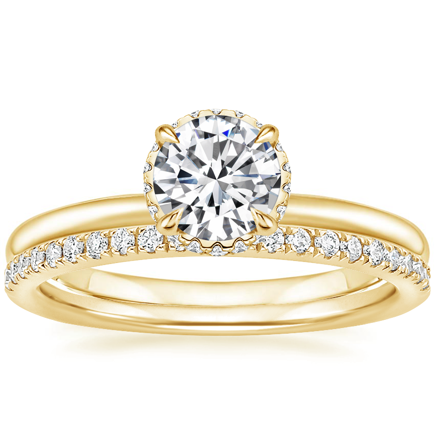 18K Yellow Gold Petite Gala Diamond Ring (1/6 ct. tw.) with Ballad Diamond Ring (1/6 ct. tw.)