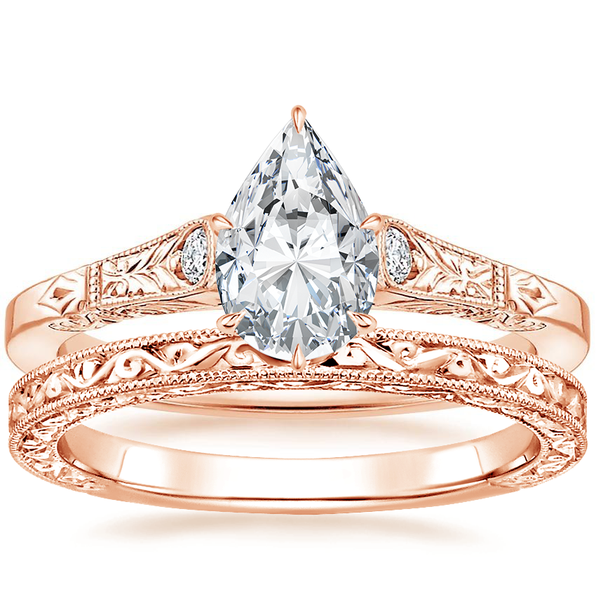 14K Rose Gold Valentina Diamond Ring with Hudson Ring
