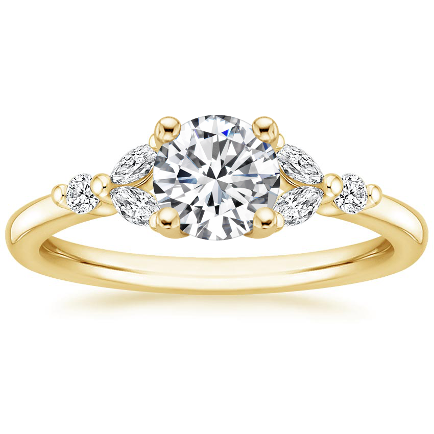 Round Vintage Floral Engagement Ring 