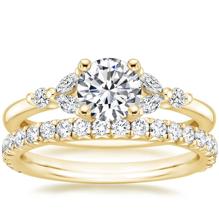 18K Yellow Gold Verbena Diamond Ring with Luxe Amelie Diamond Ring (1/2 ct. tw.)