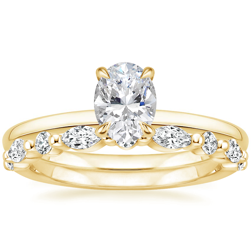 18K Yellow Gold Vita Diamond Ring with Versailles Diamond Ring (3/8 ct. tw.)