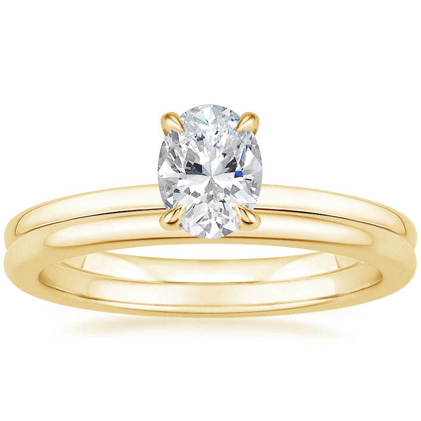 18K Yellow Gold Vita Diamond Ring with Petite Comfort Fit Wedding Ring