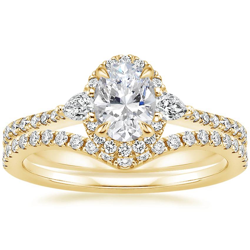 Platinum Luxe Aria Halo Diamond Ring with Flair Diamond Ring (1/6 ct ...
