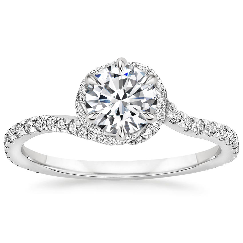 Round Rose Inspired Diamond Halo Engagement Ring 