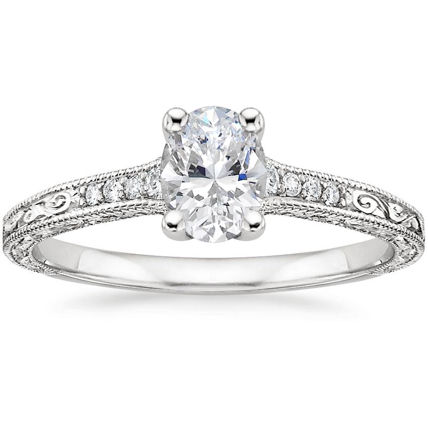 Platinum Hudson Engraved Diamond Ring, large top view